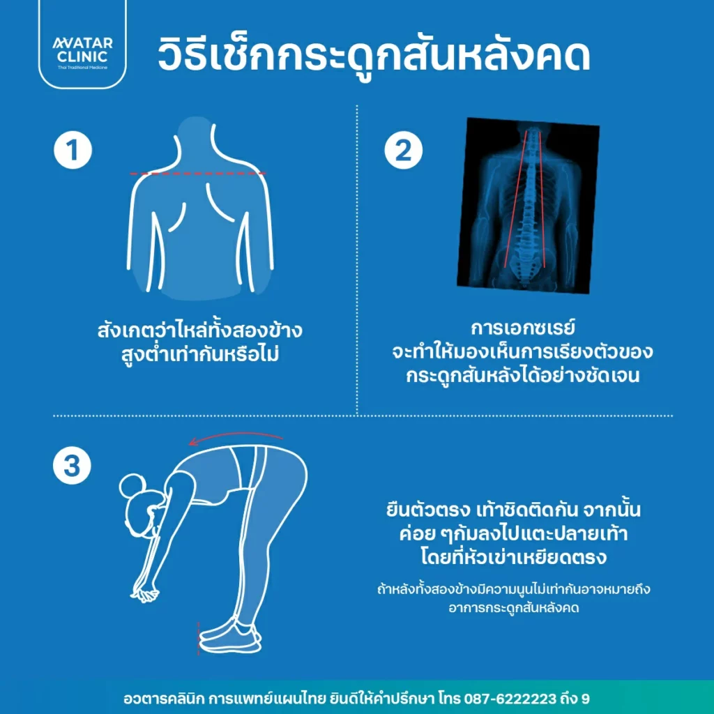 วิธีสังเกตกระดูกสันหลังคด